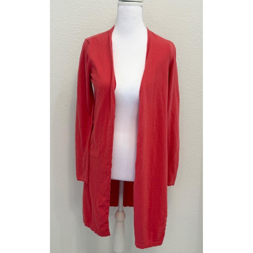 J.McLaughlin Women Coral Pink Cotton Cashmere Blend Open Front Duster Cardigan S